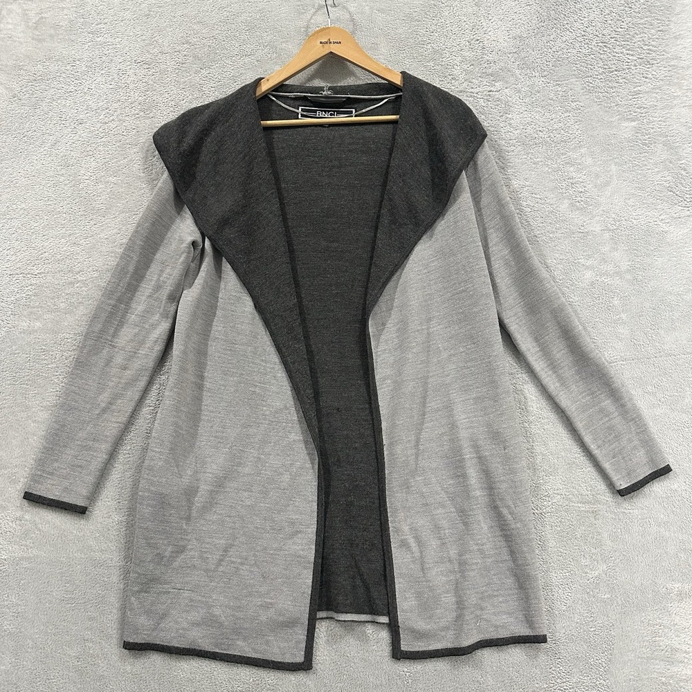 BNCI By Blanc Noir Cardigan Women's Medium Open Front Wool Blend Gray Jacket
